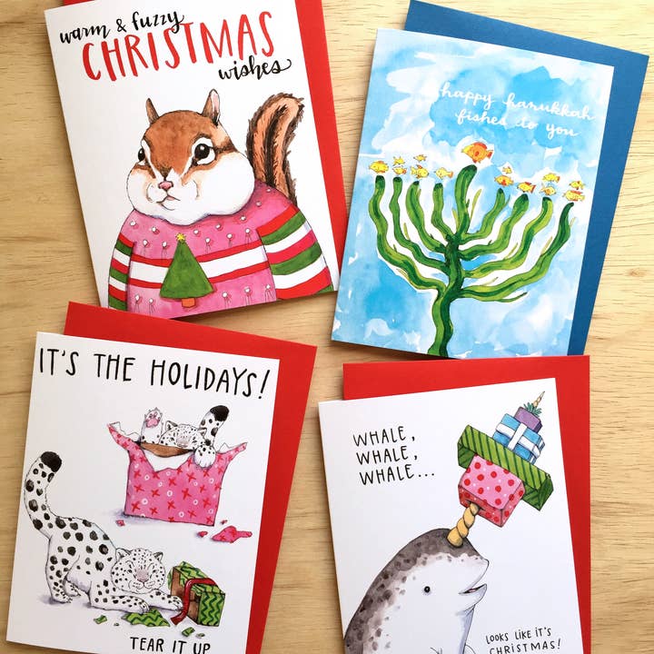Paper Wilderness - Wholesale Christmas Card - Warm & Fuzzy Christmas Chipmunk Card BOXED SET of 81