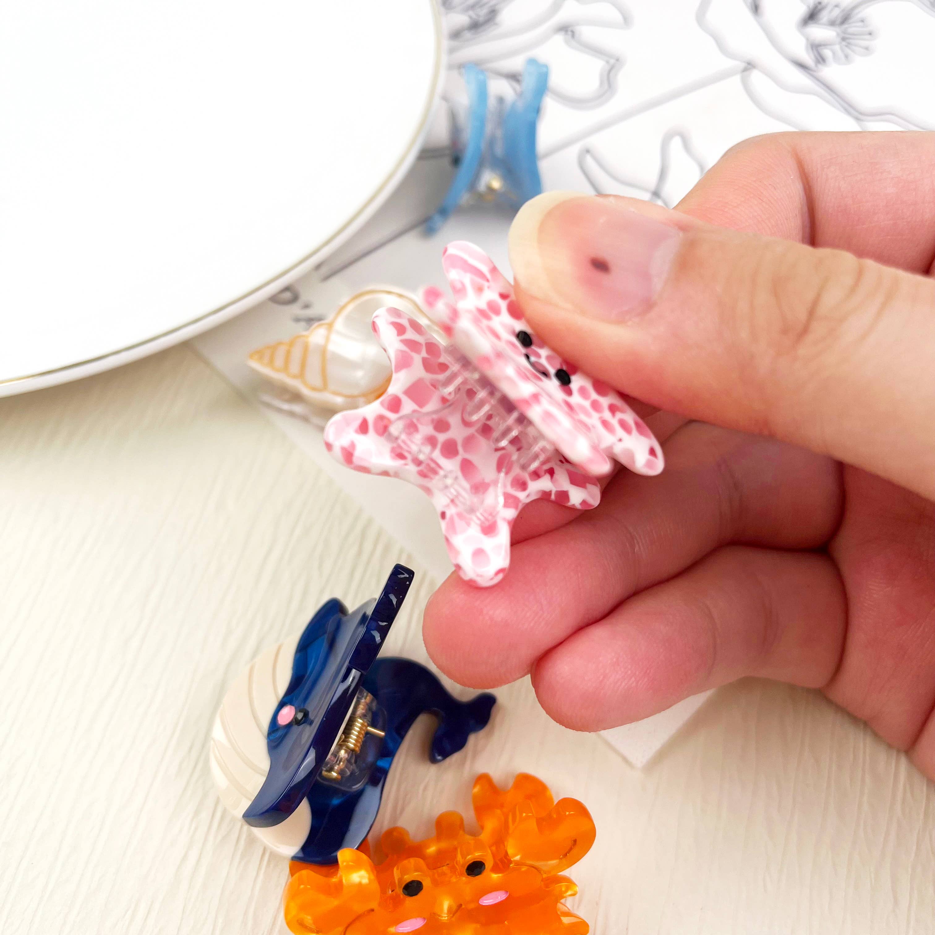 TheDivaSoap – Engroshandel Hårspænde - Dame – Acetat mini marine life hårklip krabbekonkylie kloklemme6