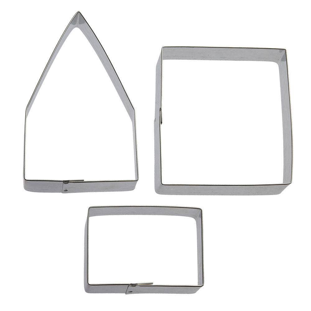 CookieCutter.com - Wholesale Cookie Cutter - Gingerbread House Cookie Cutter 3 Pc. Bag Set B11012