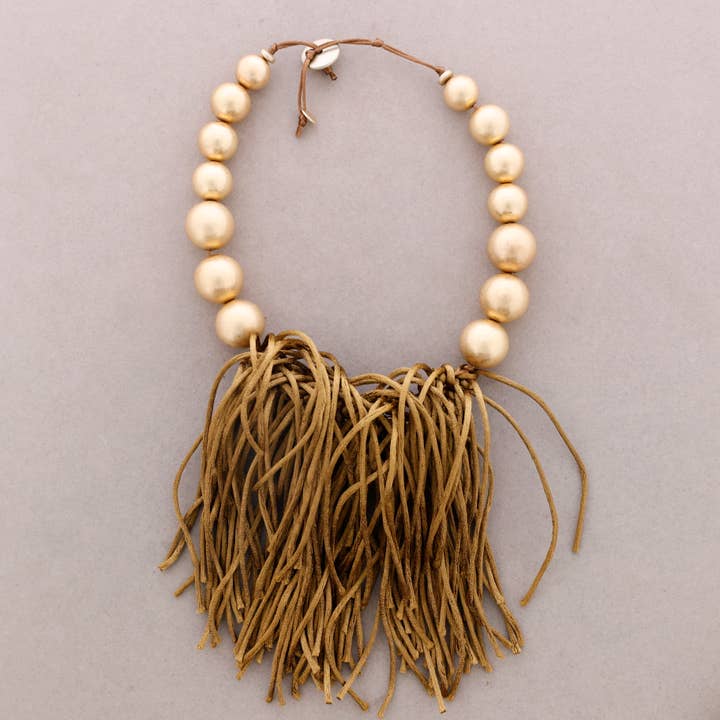 Sonata - Wholesale Snap Jewelry - Metal Bead Choker with Rat Tail Fringe6