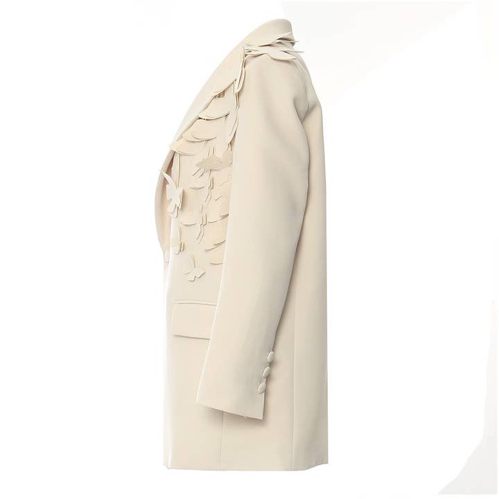 Color as pictures BL42 Butterfly Appliqué Blazer with Sculpted Detail for wholesale on Faire1