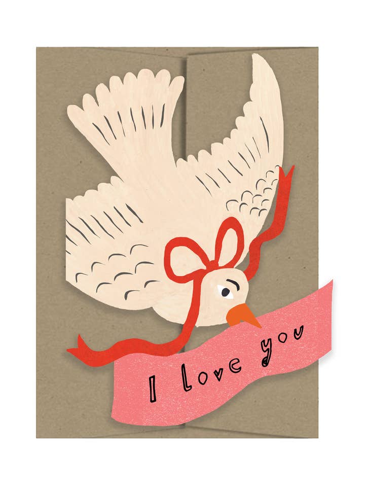 Carte découpée - Je t'aime oiseau pour la vente par Isatopia