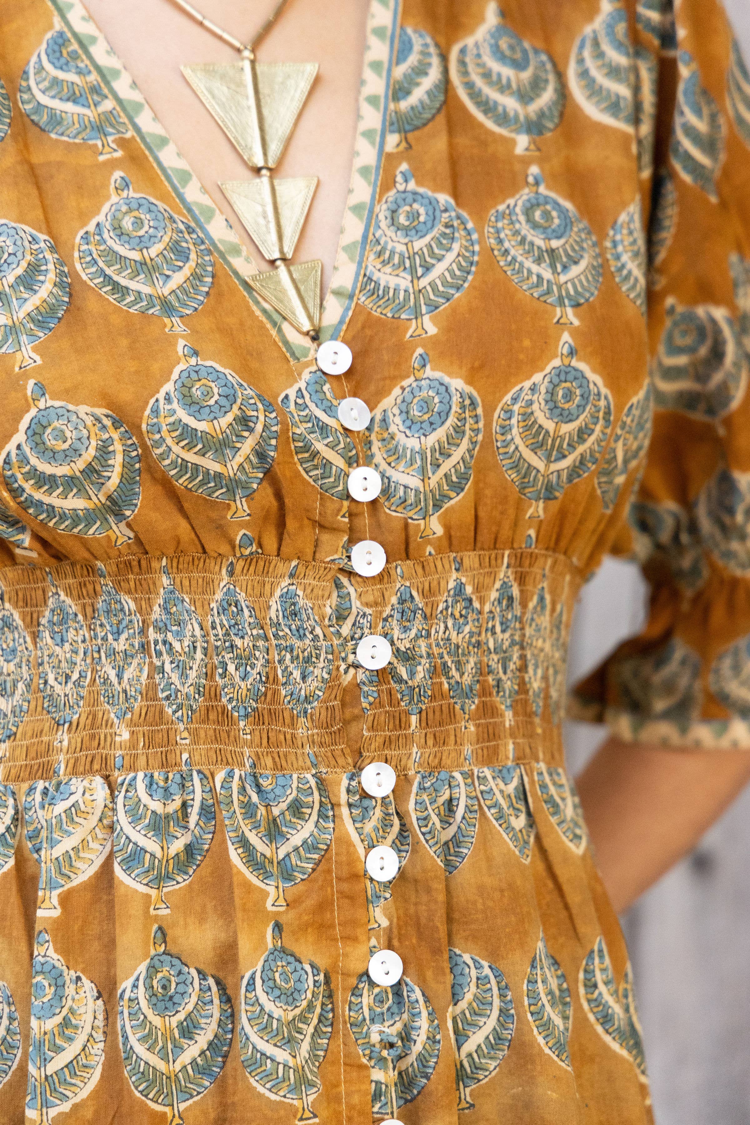 The Fox and The Mermaid – Vestido - Mulher por atacado – Vestido Tatiana Block Estampado (Ocre)  2