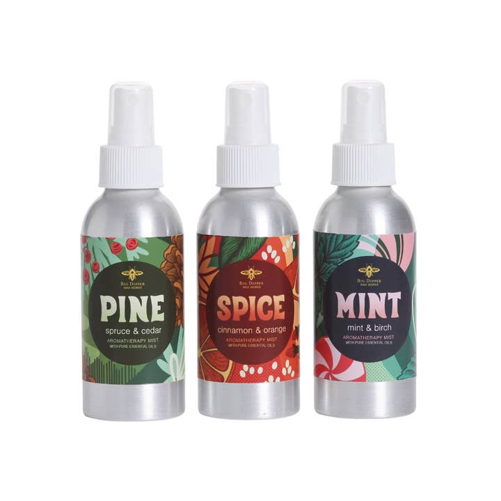 Aromatherapy Mists – Natural Holiday Scents – 4.2 oz for wholesale by Big Dipper Wax Works