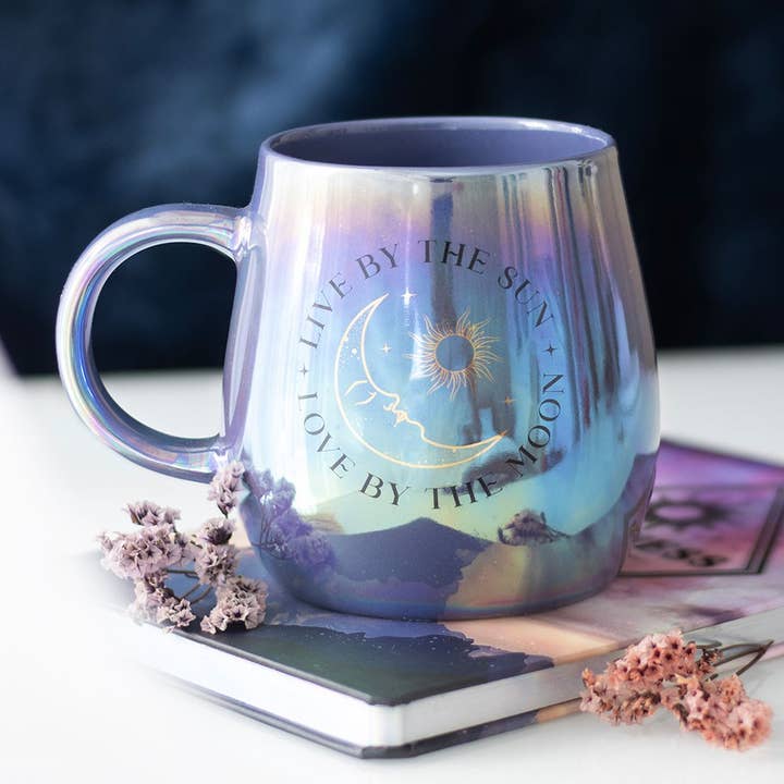 Live by the Sun, Love by the Moon Iridescent Mug for wholesale by Something Different Wholesale