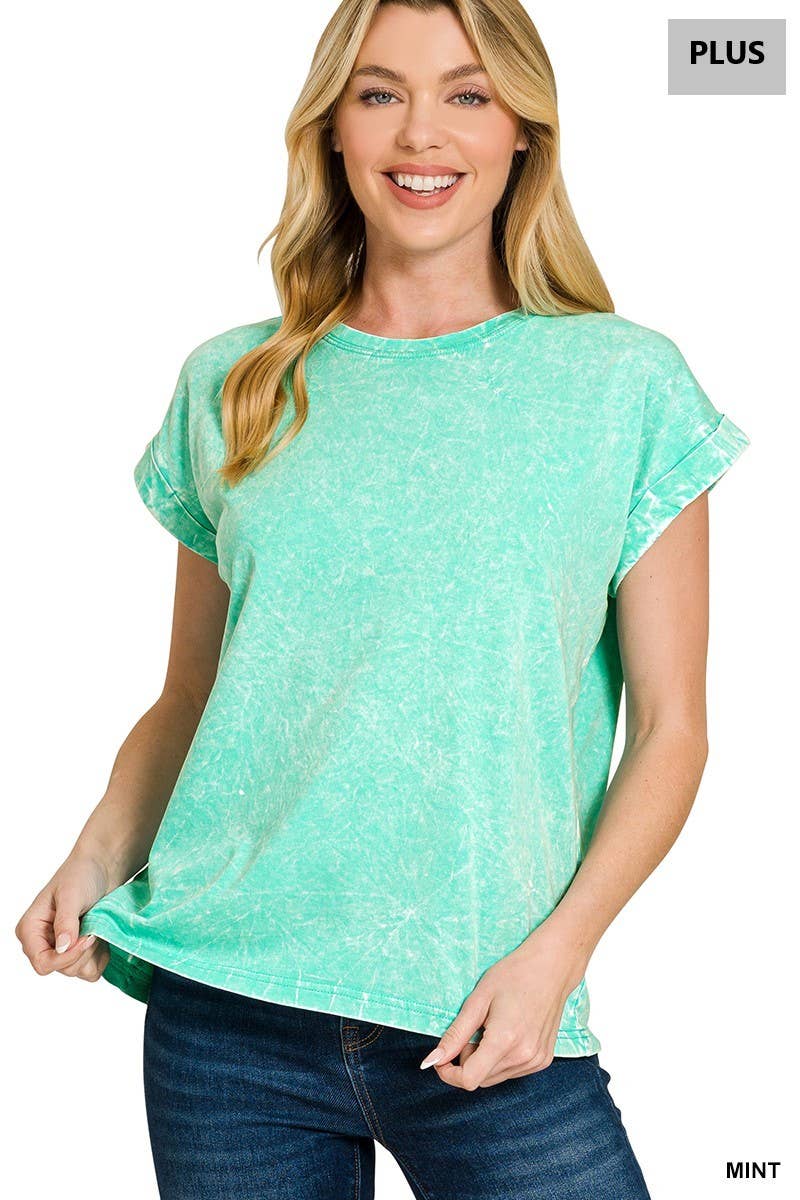 Vanilla Monkey - Vente Haut en maille – femme - T-shirt à manches courtes pliées, col rond, effet froissé Plus19