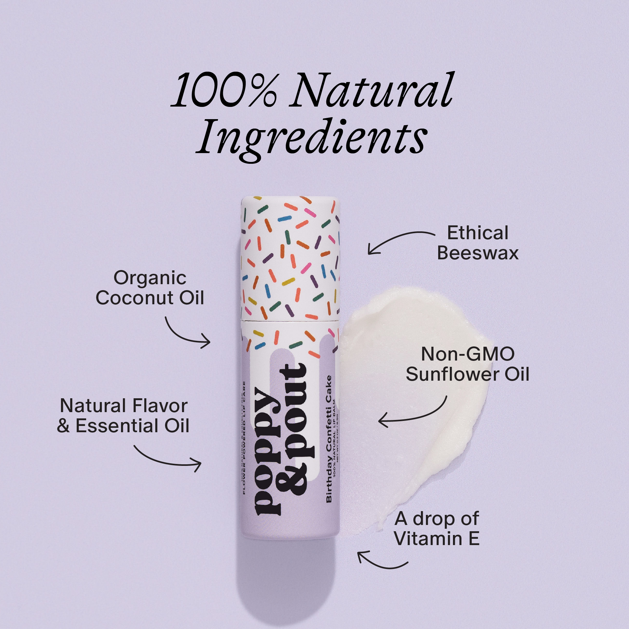 Poppy & Pout - Wholesale Lip Balm - Lip Balm, Birthday Confetti Cake, Purple3