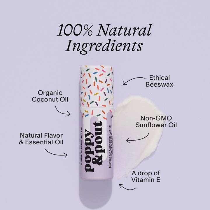 Poppy & Pout - Wholesale Lip Balm - Lip Balm, Birthday Confetti Cake, Purple3