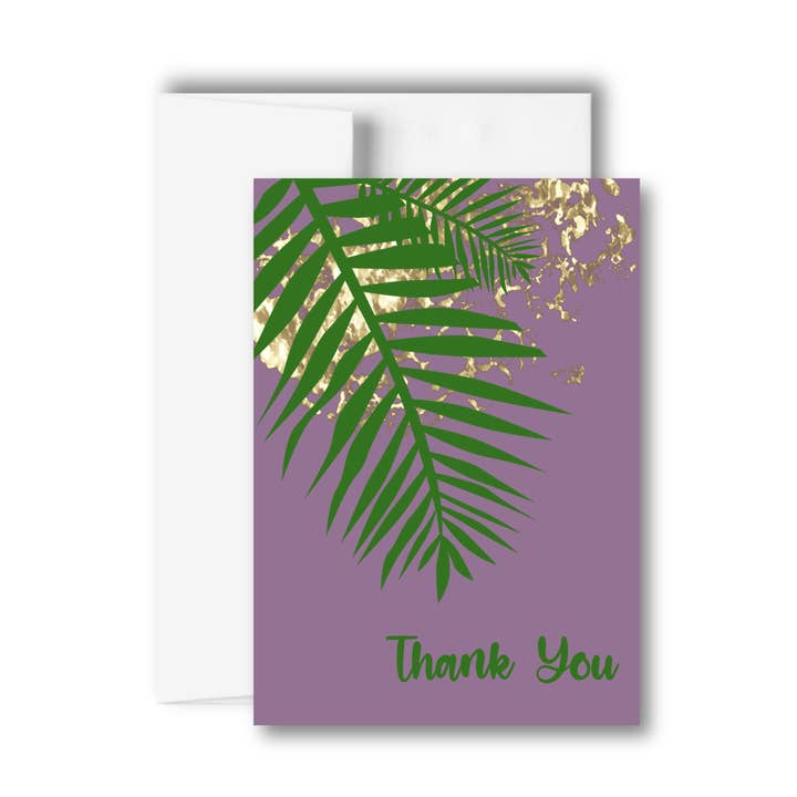 Hawaiian Leaves Thank You Greeting Card for wholesale by Brandi Creations Design Studio