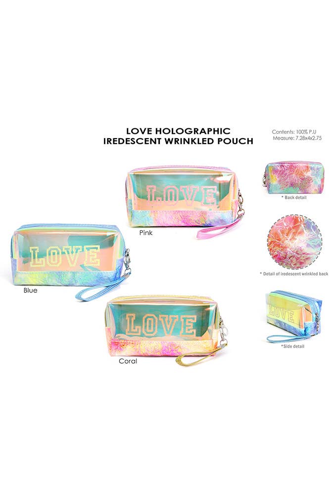 Hana - Wholesale Pouch - Women's - LOVE Holographic Iridescent Wrinkled Pouch3