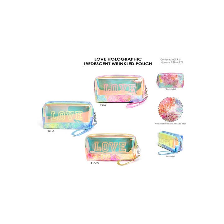 Hana - Wholesale Pouch - Women's - LOVE Holographic Iridescent Wrinkled Pouch3