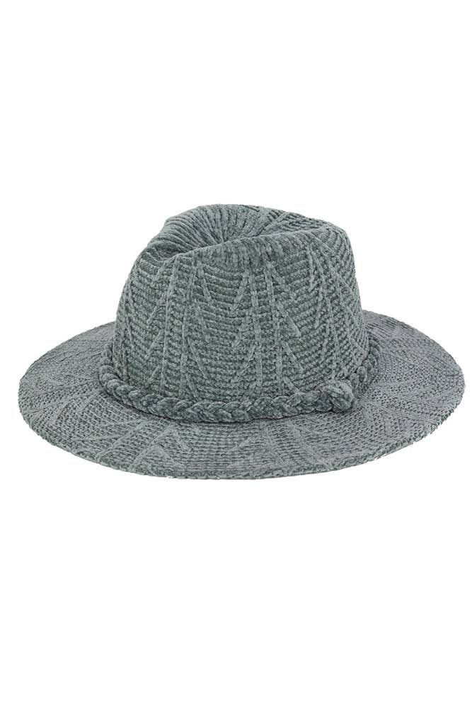 Hana - Vente Chapeau en feutre - femme - Fedora d'hiver à motif chenille et bande tressée26
