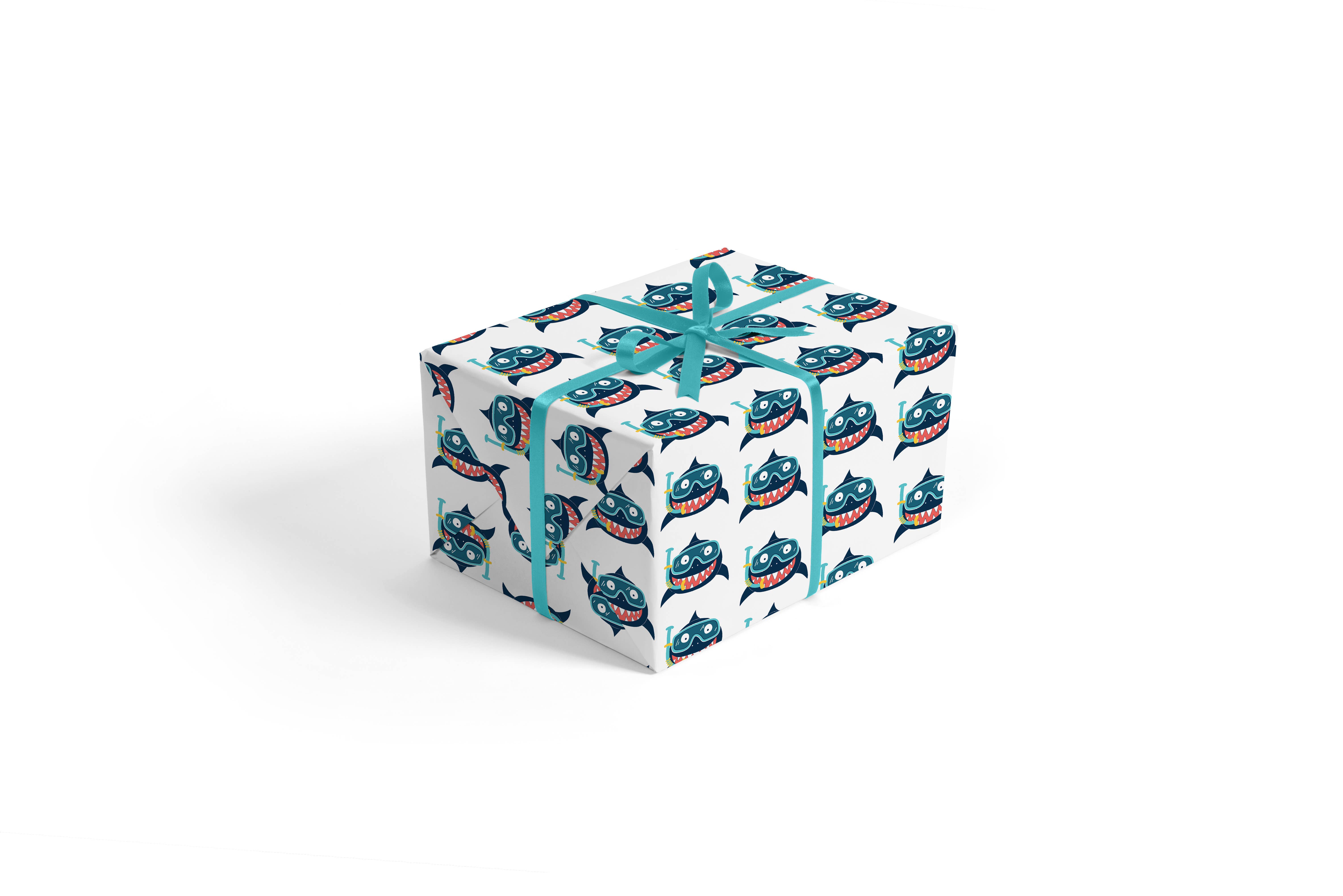 Stesha Wrapt - Wholesale Flat Wrap - Scuba Diving Shark Wrapping Paper