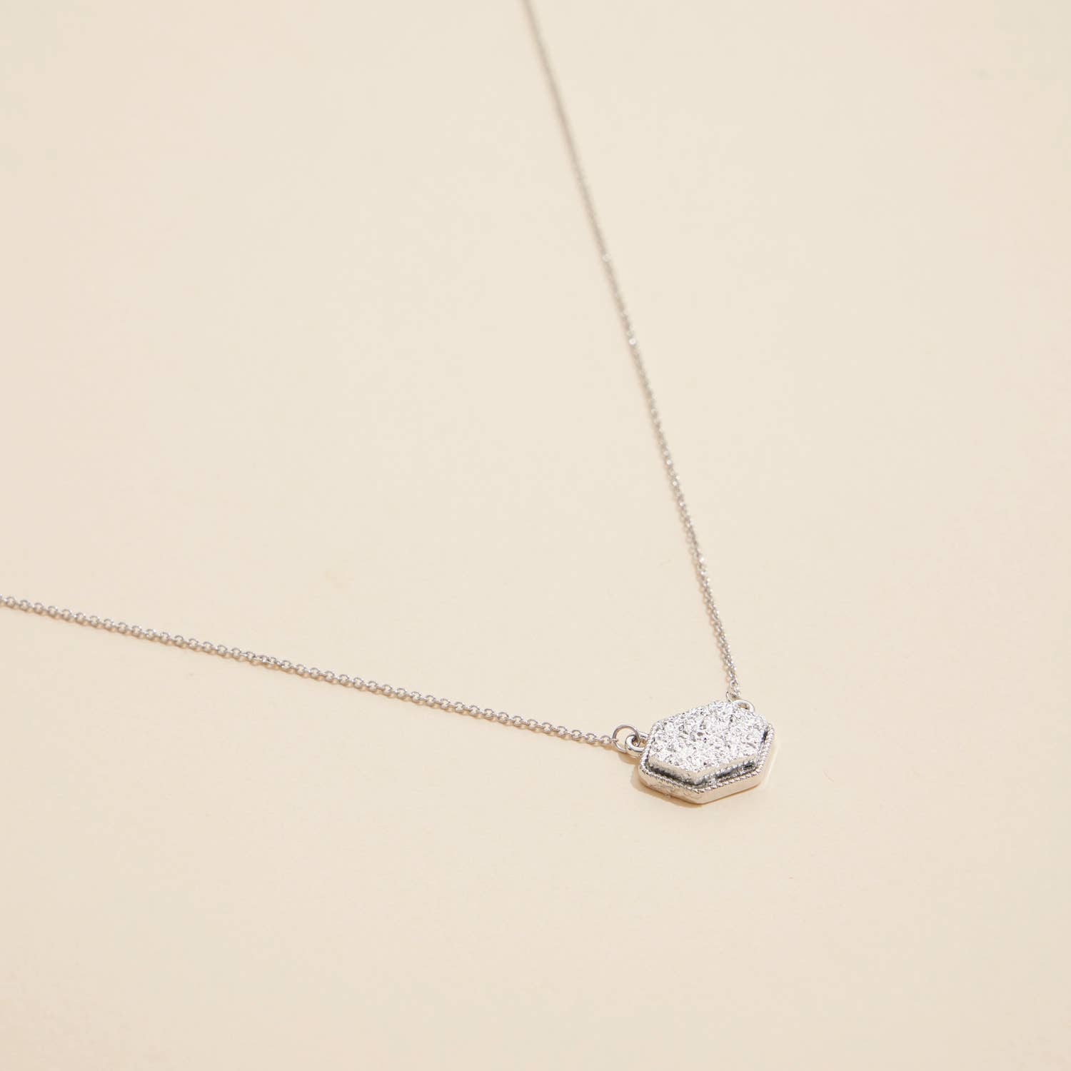 Frem - Wholesale Pendant/Charm Necklace - Hexagon Druzy Stone Charm Short Necklace19