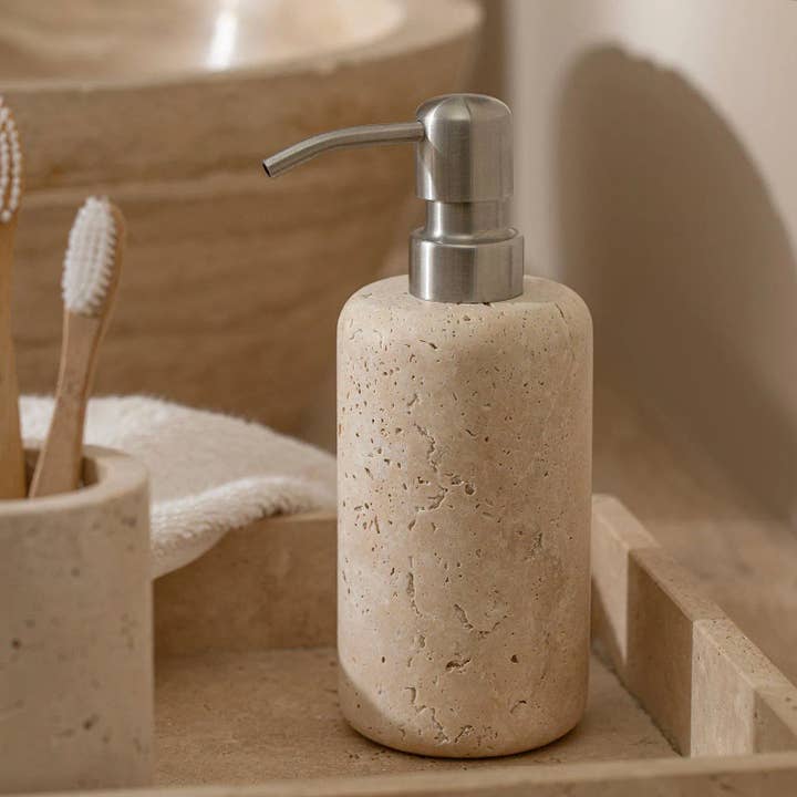 HAAND Craft - Vendita all'ingrosso Barattoli - Barattolo con Coperchio - Pietra di Travertino, Elegante e Pratico