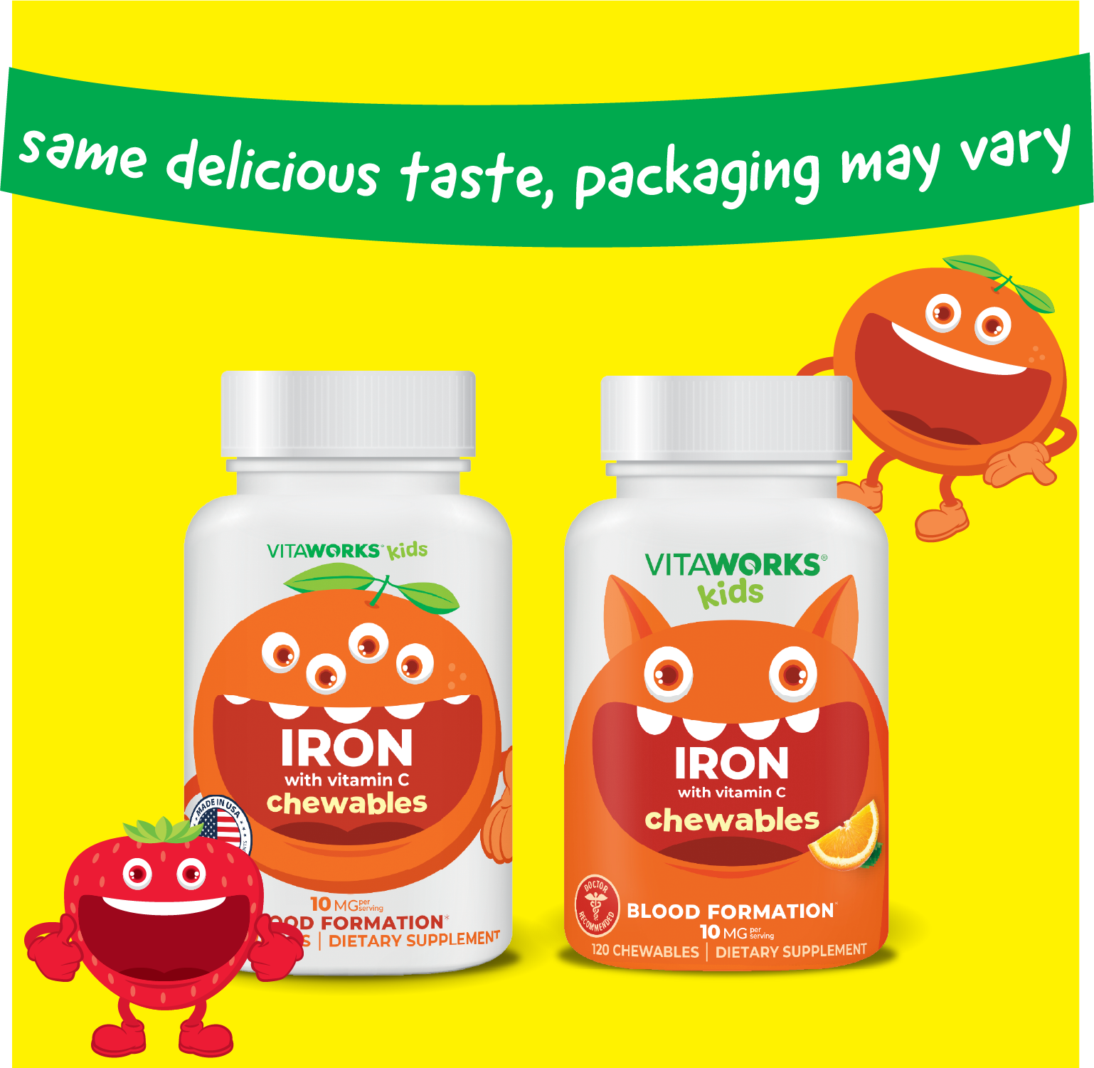 Natural Orange Flavor VitaWorks Kids Iron Chewables, Blood Formation for wholesale on Faire1