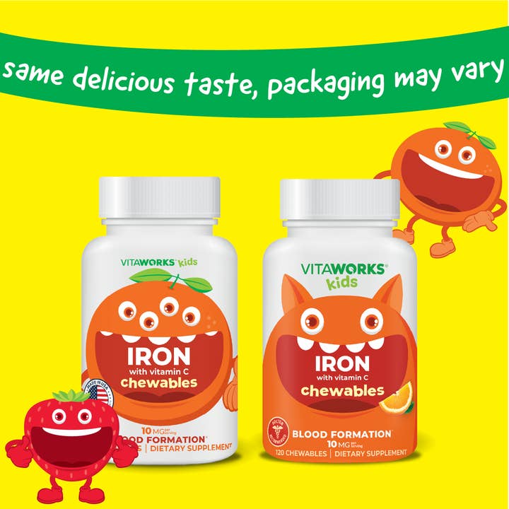 Natural Orange Flavor VitaWorks Kids Iron Chewables, Blood Formation for wholesale on Faire1