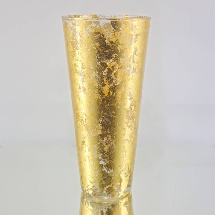 RED POMEGRANATE COLLECTION - Wholesale Vase - THASSOS Gold Gilded Conical Flower Vase1