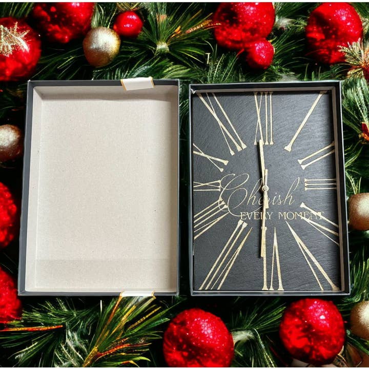 Slate Handmade Clock with Presentation Box for wholesale by The House nameplate company