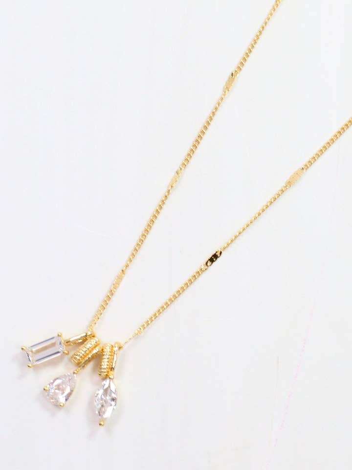 Kingston Crystal Charm Necklace Gold for wholesale by Caroline Hill