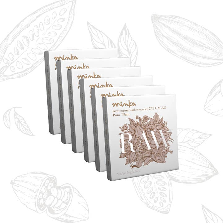 Tablette de chocolat cru biologique à 77 % de cacao, nature, arbre à tablette, entièrement naturelle, casher, 1,76 oz x 6 pour la vente par Minka Chocolates