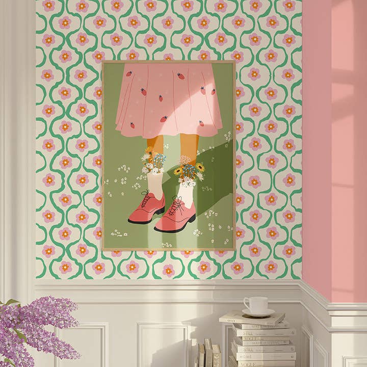 Oh So Daisy – wholesale Wallpaper – WIGGLE WIGGLE CREAM WALLPAPER3