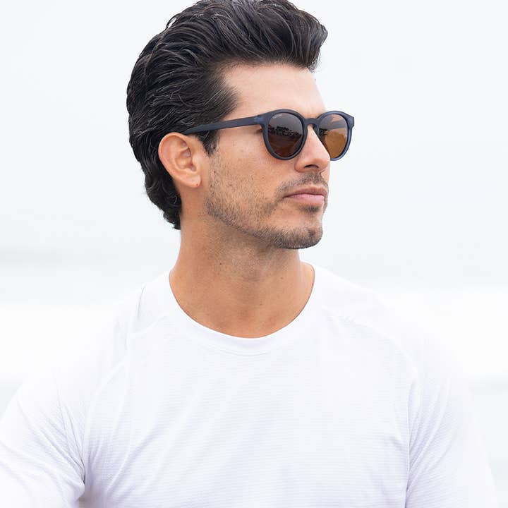 Blue Planet Eco-Eyewear - Wholesale Sunglasses - Unisex - BP19883- Arches - Soft Navy Blue / Brown Polarized Lens