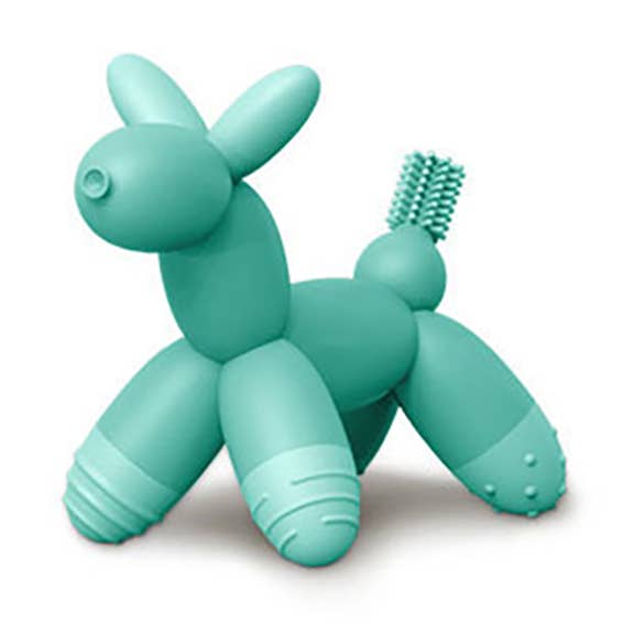 Jouet de dentition chiot en silicone bleu aqua en forme de ballon pour la vente par New People Company