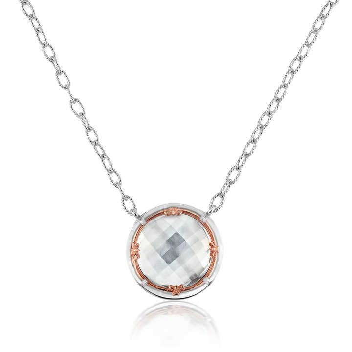 Colar Grande Redondo de Cristal de Pedra com Vermeil em Ouro Rosa por atacado de Anatoli Jewelry