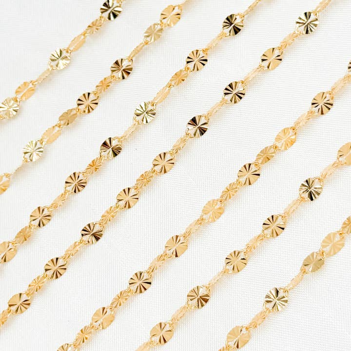 V219GF. 14k Gold Filled Diamond Cut Marina Chain for wholesale by Jewels & Chains