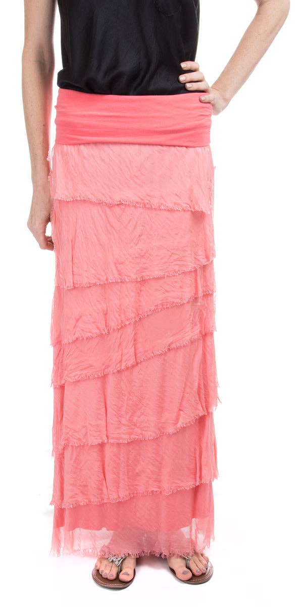 Gigi Moda - Vente Jupe – femme - Jupe volantée longue en soie64