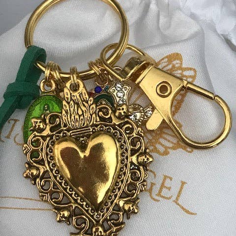 Miss DJ Angel - Wholesale Keychain - Women's - Virgin Mary keychain with sacred heart and cross, gift for virgin mother, virgin charm miraculous medal, virgin ex-voto keychain
