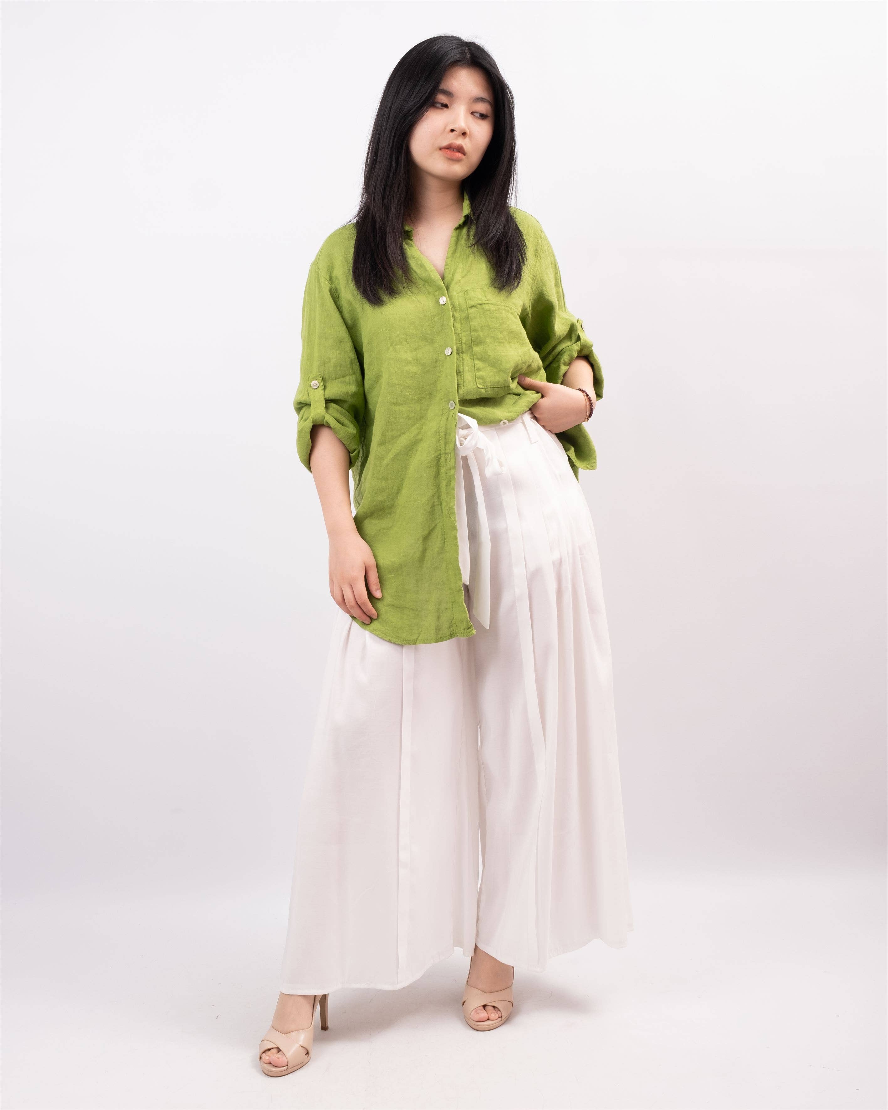Cecile Wang - Wholesale Button Down Shirt - Women's - Linen shirt 159100472