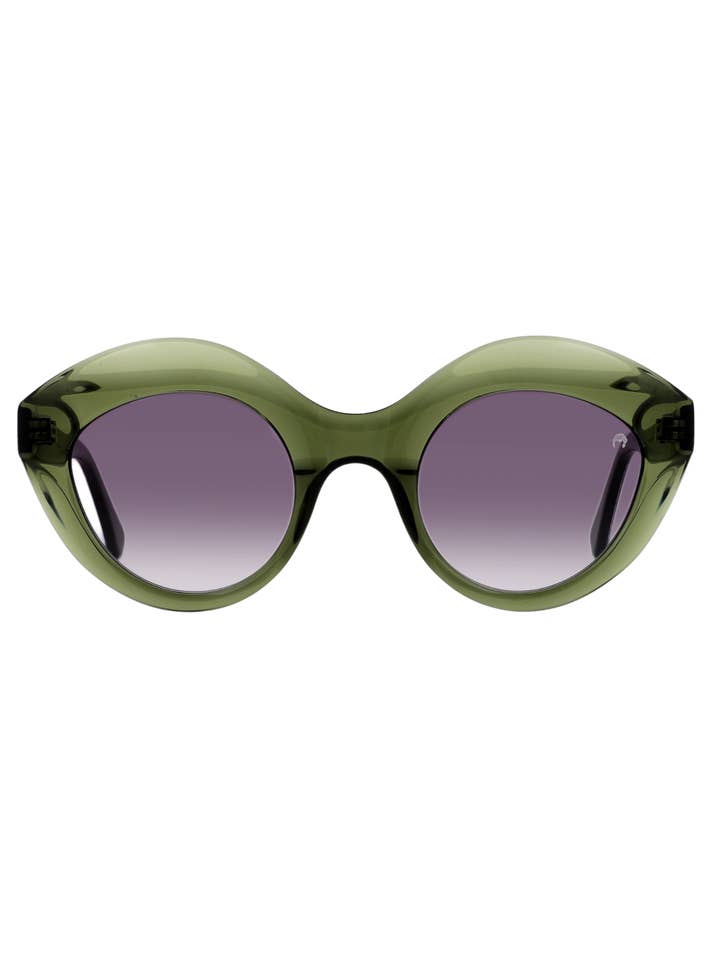 Green cat-eye trend glasses with leaf print for wholesale by Dolores Promesas