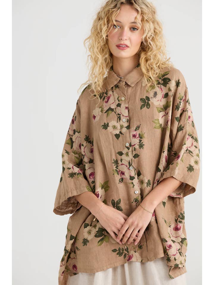 Miss Rose Sister Violet - Wholesale Button Down Shirt - Women's - WOMEN'S - Teddy Linen FLORAL Shirt