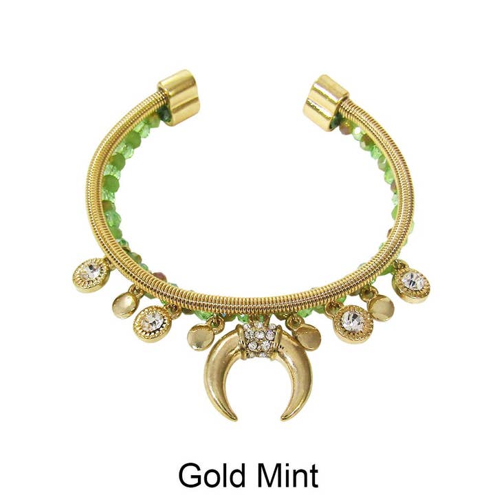 TheTizana - Wholesale Cuff bracelet - Two Line Crystal Stoned Charm Beads Cuff Bracelet3