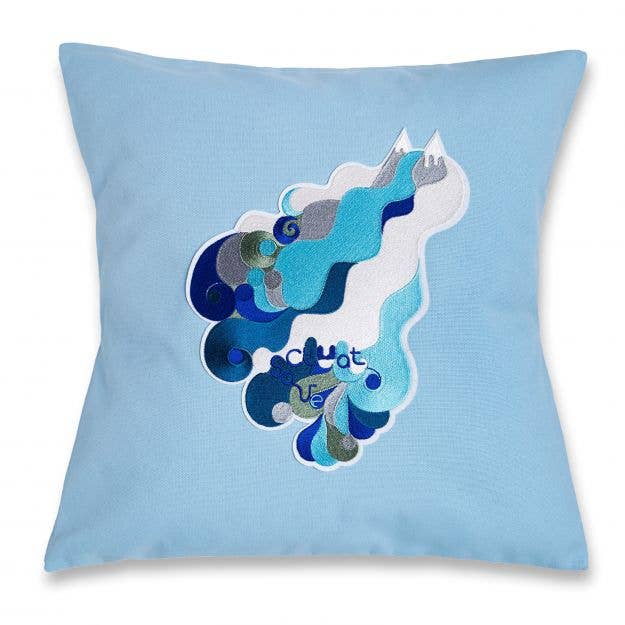 Housse de coussin brodée à la machine - Save Climate pour la vente par Macon & Lesquoy