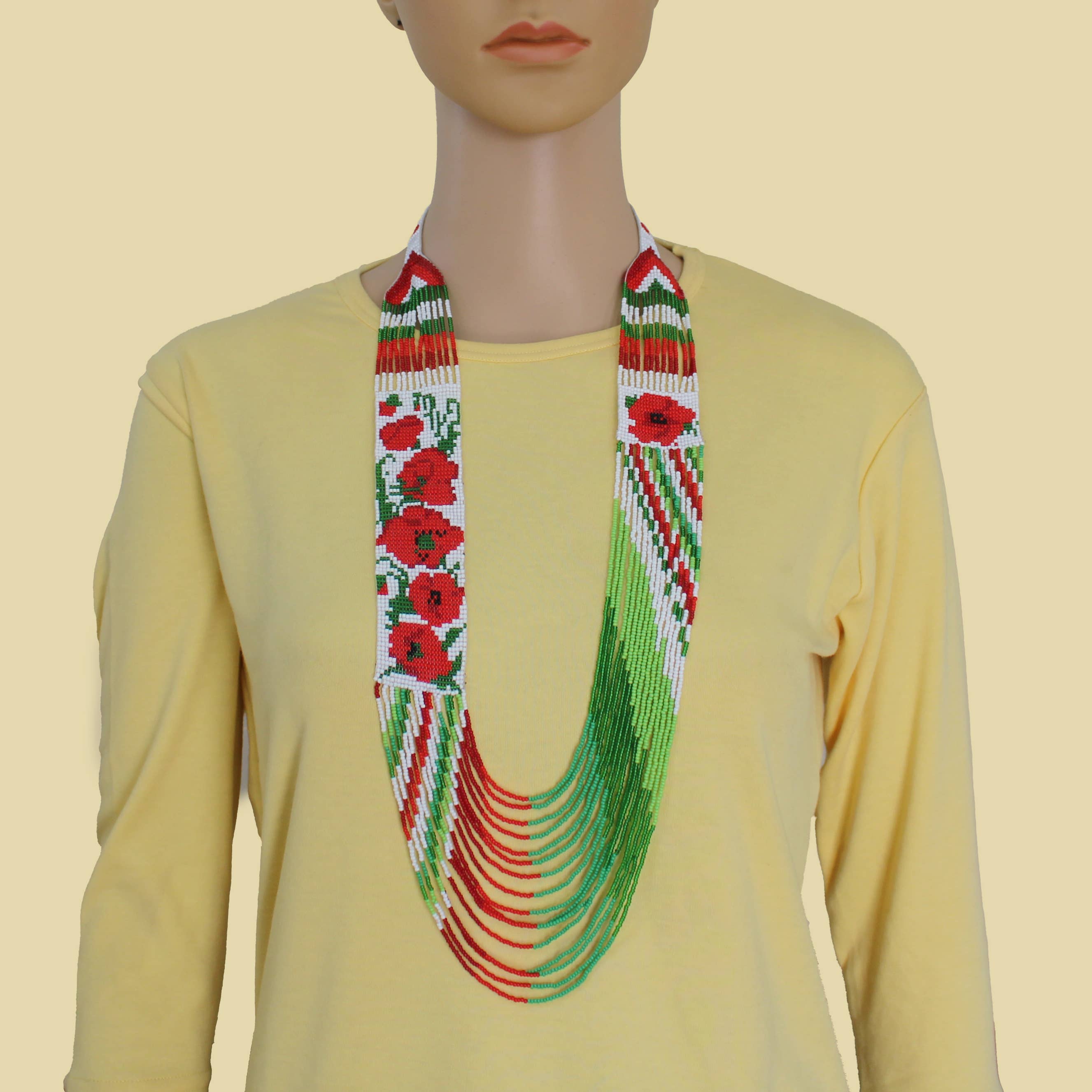 KANGURAH – wholesale Jewellery set – Red Native American Style Beaded Necklace Earring Set 2