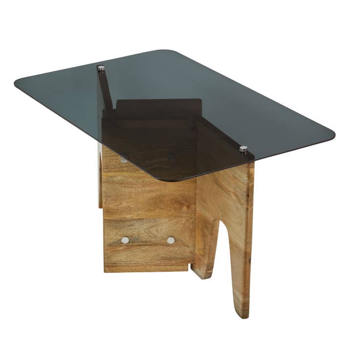 River of Goods - Wholesale Coffee Table - 32" Mildred Mid-Century Wood & Gray Glass Coffee Table8