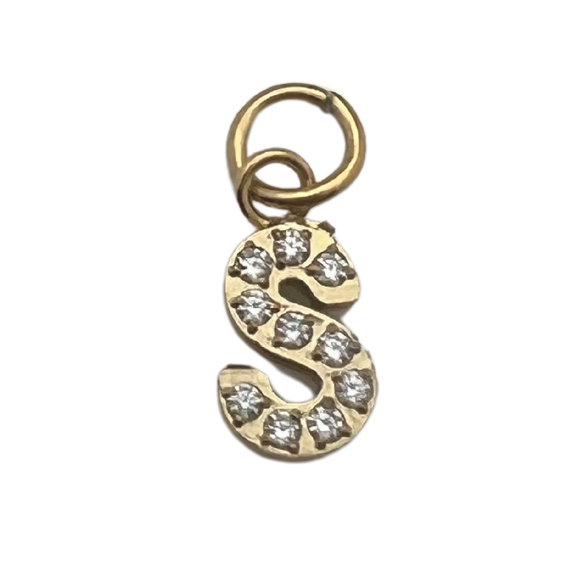 WJW – wholesale Individual charm/pendant – Gold Pavé Set CZ Initial Letter Charms25