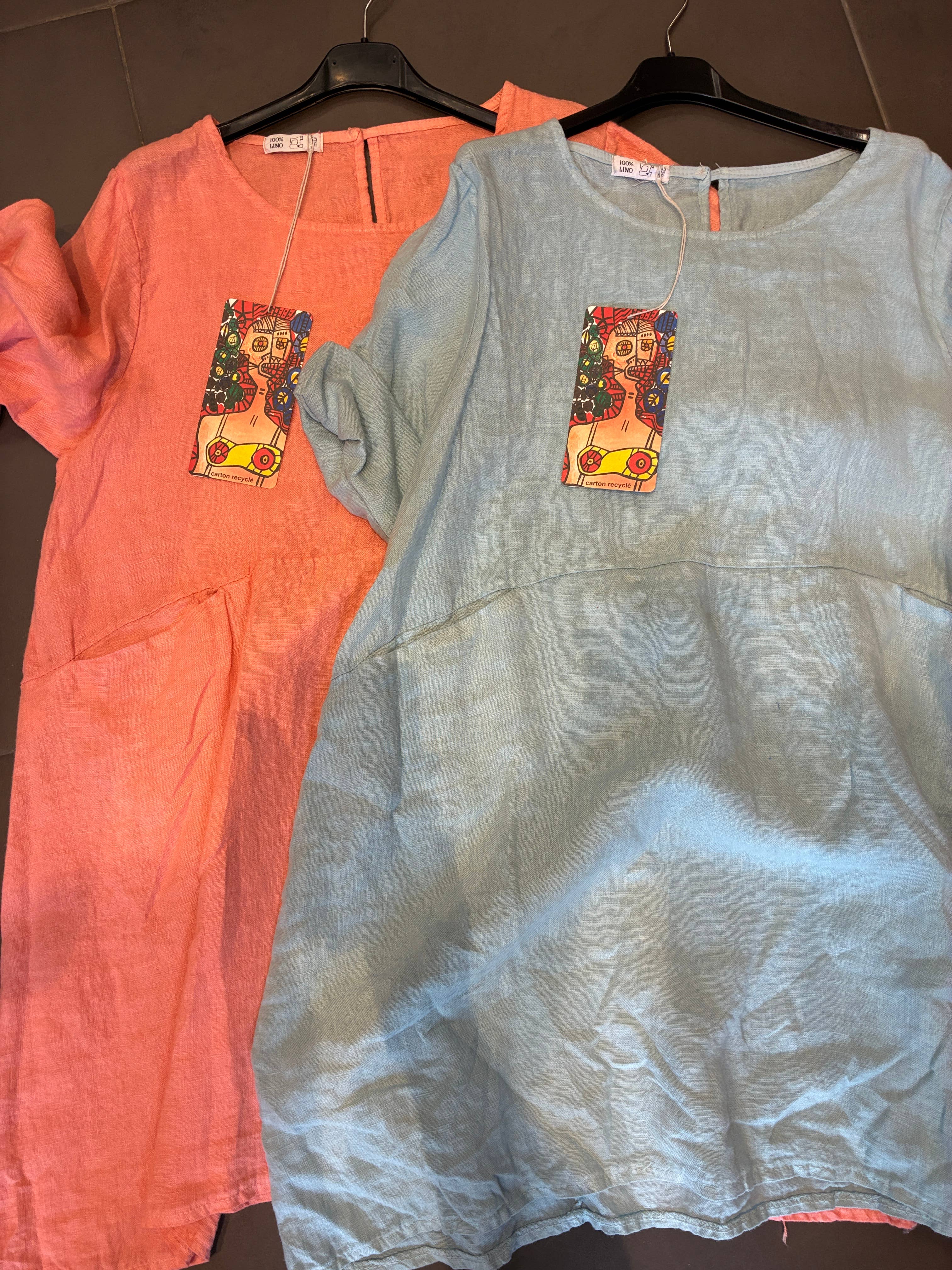 la maison des fibres naturelles – Engroshandel Kjole - Dame – Kort hørkjole med rund hals i 100 % hør 671962