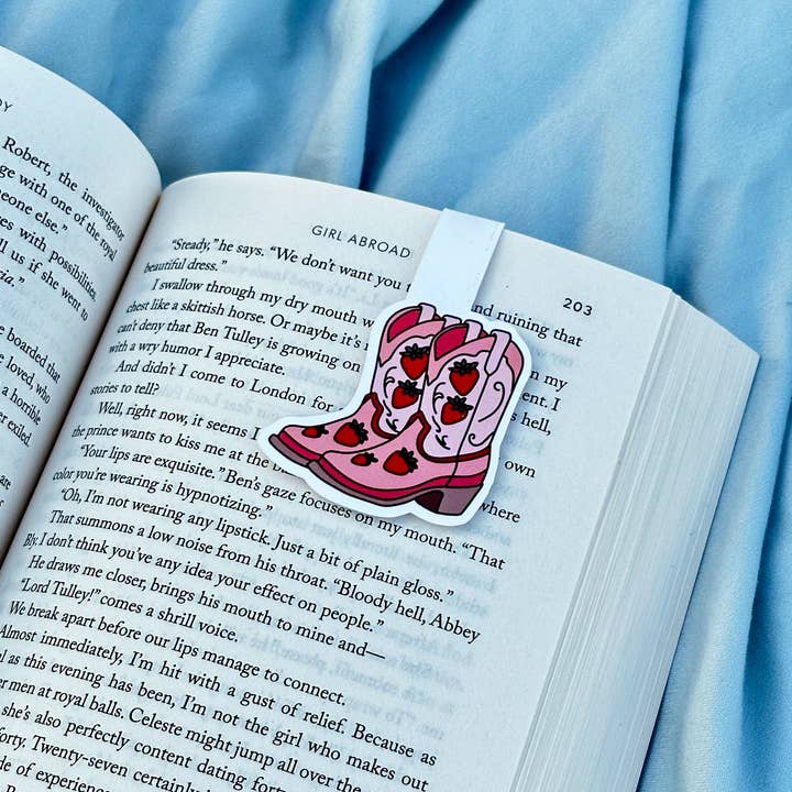 Tally Plant Club - Wholesale Bookmark - Strawberry Shortcake Cowgirl Boots Magnetic Bookmark