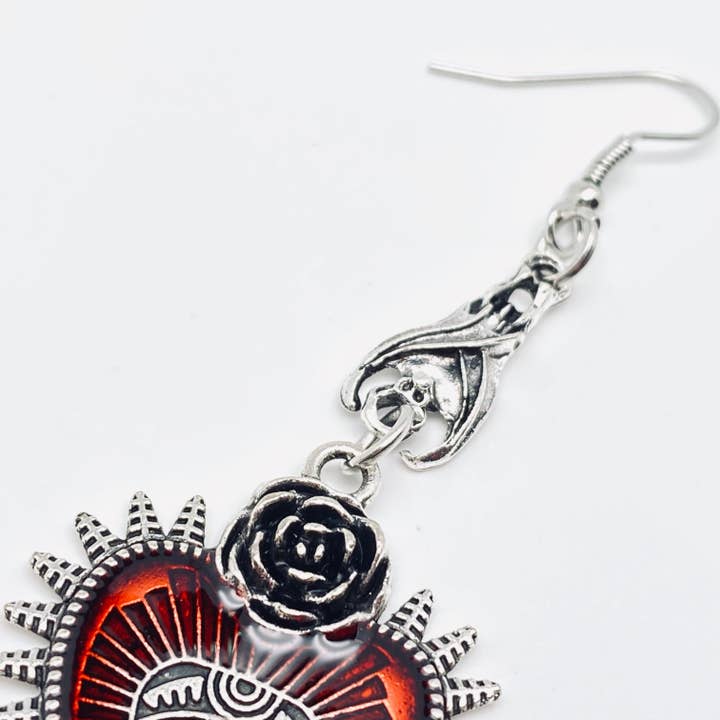 Dark Gothic Punk Bat Heart-shaped Bloody Eye Earrings - GT for wholesale on Faire