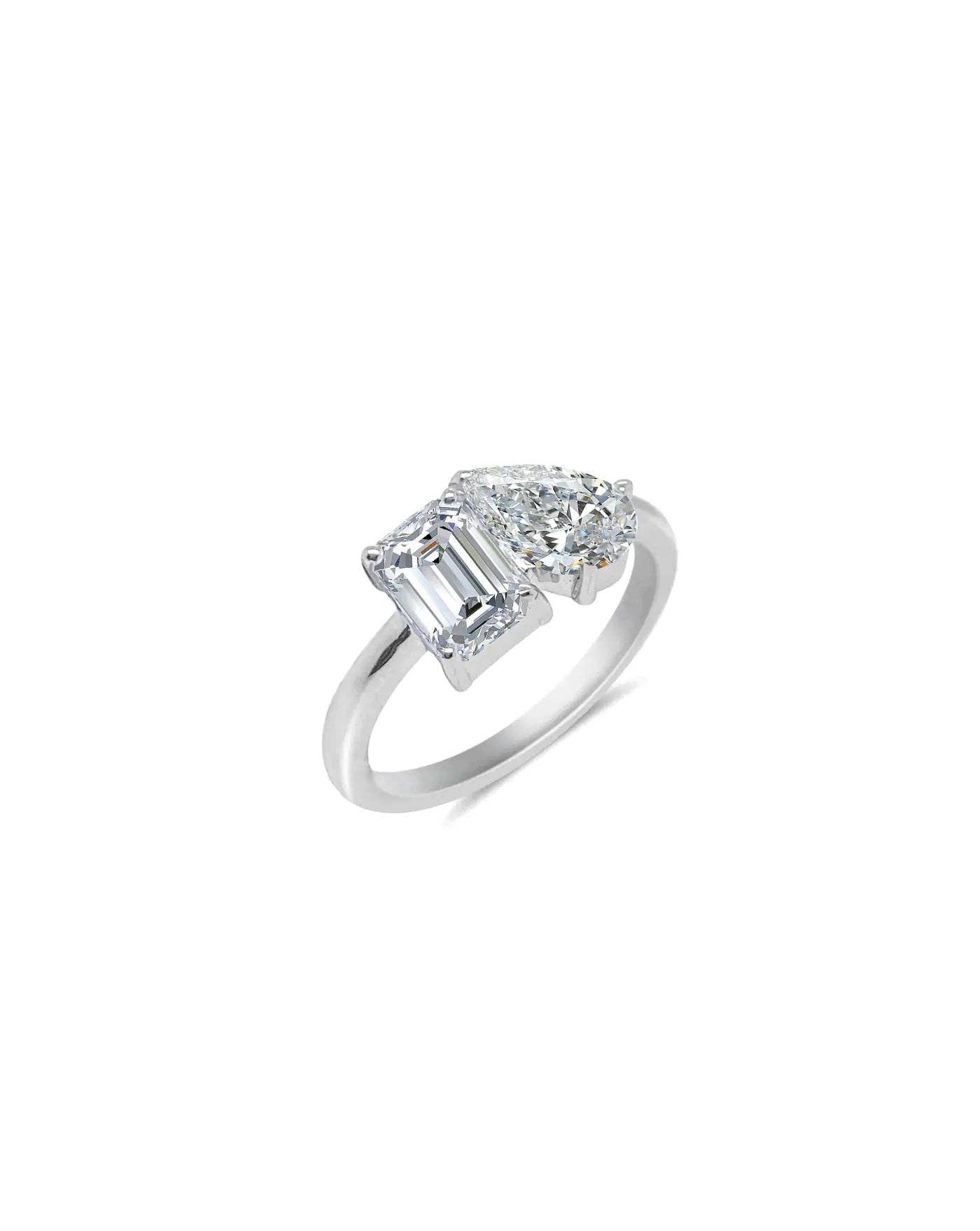 Meira T - Wholesale Engagement Ring - Toi et Moi Ring | Emerald and Pear Cut LAB Diamond0