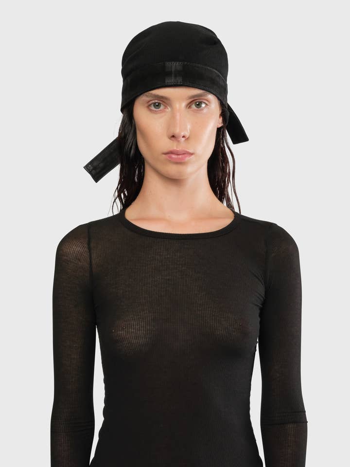 LEATHER TRIM BANDANA BLACK for wholesale by Moshe Yossel