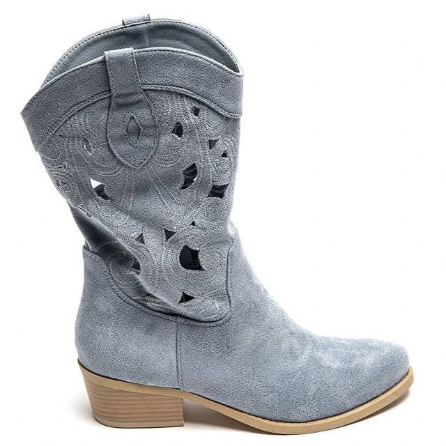 No Doubt Shoes - Wholesale Cowboy Boots - Women's - WOMENS CUT OUT DETAIL EMBROIDERED BLOCK HEEL COWBOY BOOTS12