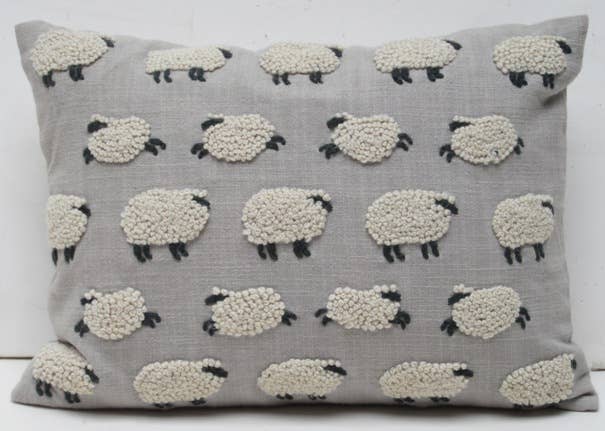 natural habitat - Wholesale Throw/Decorative Pillow - Pillow Applique/Embo 12x16" Sheep2