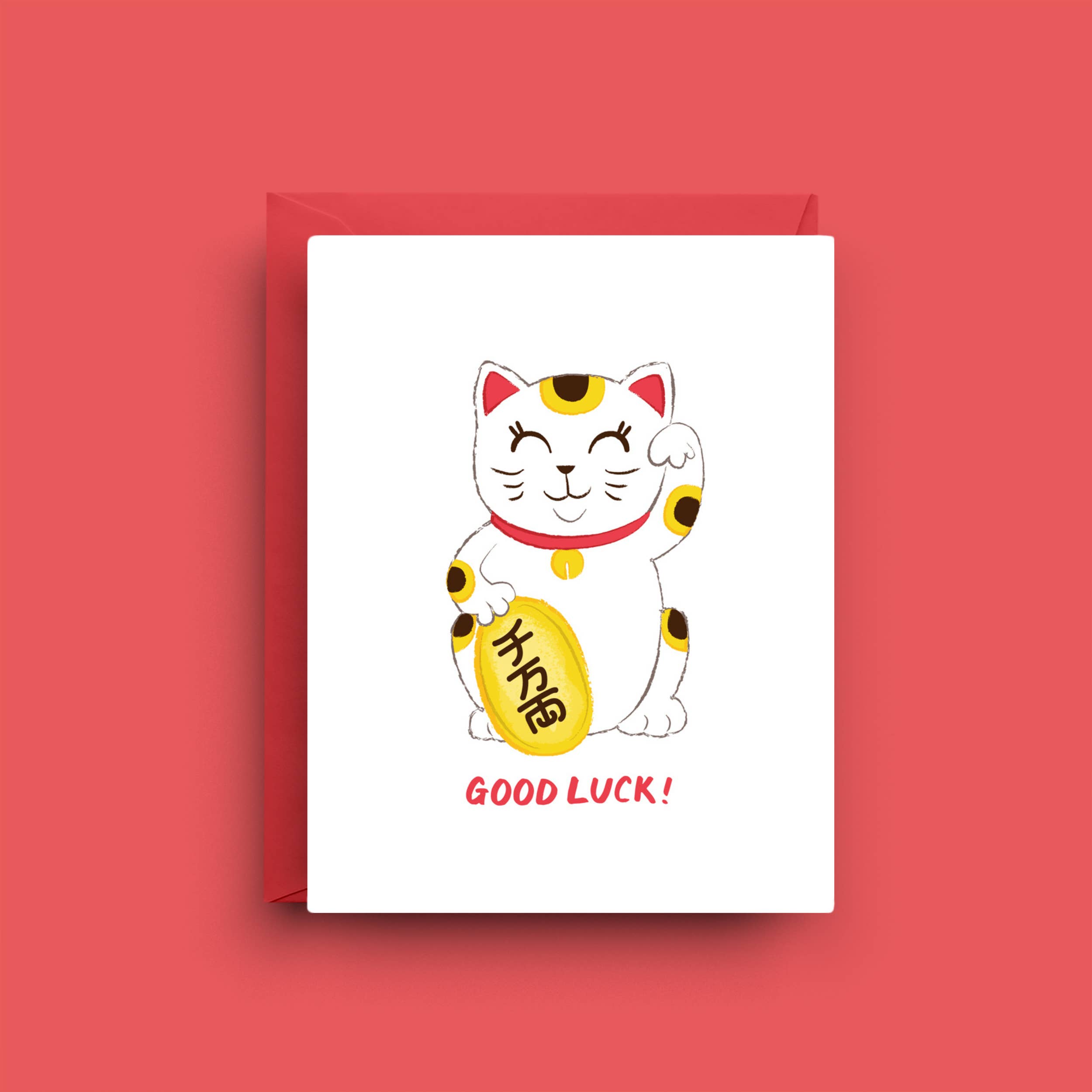 Nicole Marie Paperie - Vendita all'ingrosso Biglietti di auguri generici - Biglietto di Buona Fortuna - Gatto Maneki Neko che Chiama