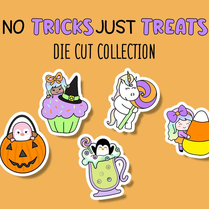 Inga trick bara godis klistermärke DIE CUT-kollektion för wholesale av Shine Sticker Studio