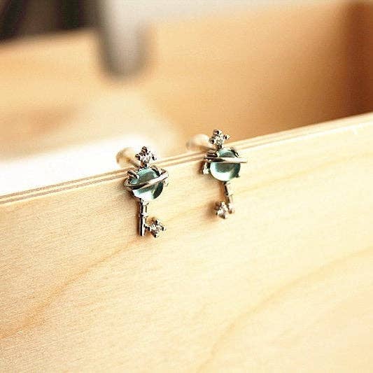 Ninaouity - Venta al por mayor Collares con colgantes/abalorios - Collar con dije en forma de llave con diseño de planeta Urano azul4